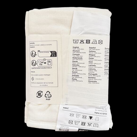 IKEA SANELA Off-White Velvet Cotton Pillow Cover 20" x 20" - Picture 2 of 2